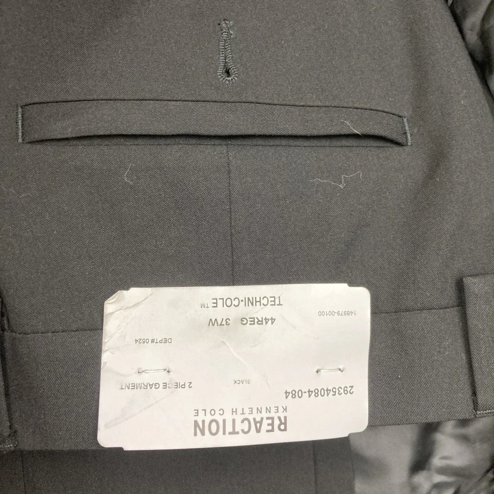 Kenneth Cole Men's Slim Fit 2-pc Suit Black Stretch Jacket 44R Pants 37W 33L